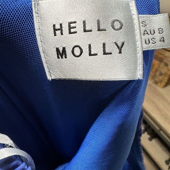 Hello Molly Fearlessly Hot Ribbed Midi Dress Blue Size 4 Cut out One Shoulder - Picture 6 of 7